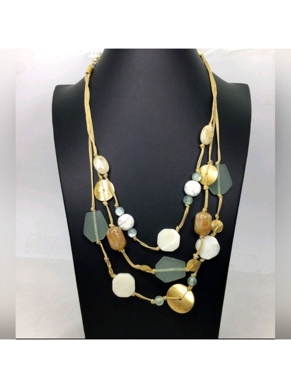 Chico's Faux Howlite Multi Strand Necklace EUC 24"